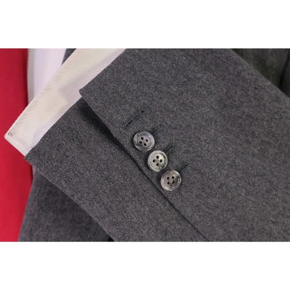 Albert Lam Bespoke Master Tailor Gray Herringbone Flannel Wool 2-Btn Suit 42R - Picture 7 of 9